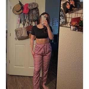 Pink plaid pants